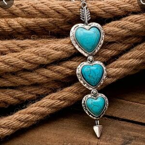 New Boho Western Hearts & Arrow Necklace